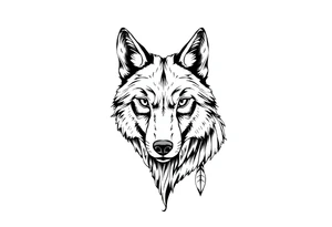 wolf head looking straight forward tattoo idea