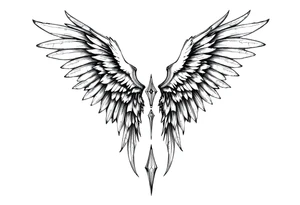 Long Angelwings straight down tattoo idea