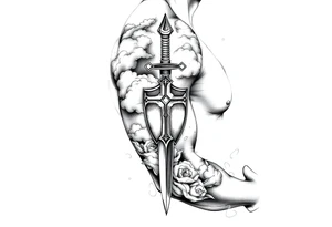clouds, sword, shield, cross tattoo idea