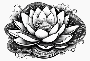 Lilly pad with white flower and crescent moon tattoo idea