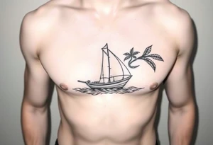 Polynesian tribal island boat tattoo tattoo idea