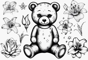 Teddy bear Lily galaxy tattoo idea