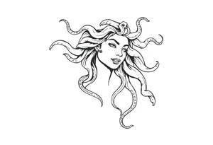 Scary Greek female god medusa with snake hairs tattoo idea