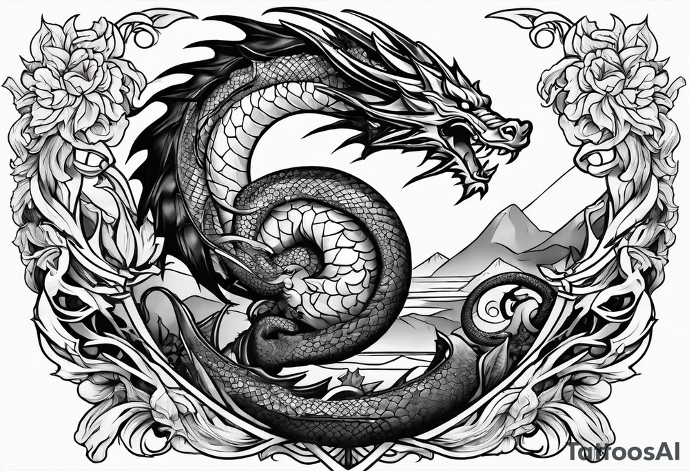 show me a tattoo design where there is a sword and a dragon wrapped around it tattoo idea