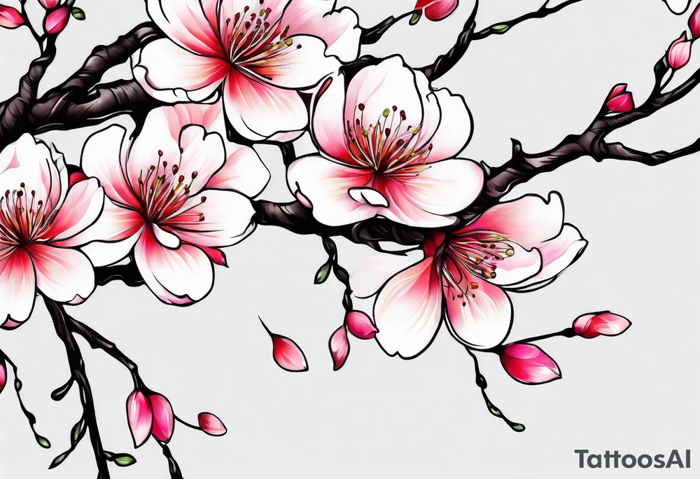 silk tree blossoms floating tattoo idea