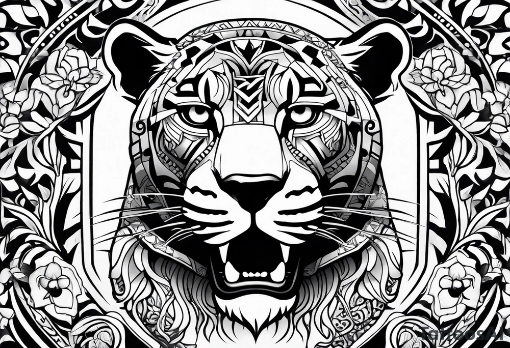 aztec black jaguar sitting tattoo idea