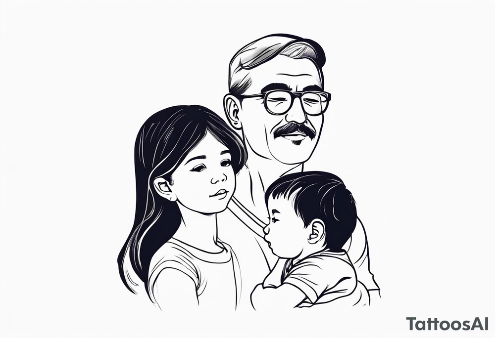 little girl with her dad for memorial of her father tattoo idea