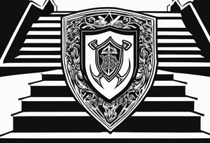 Valhalla shield sword  axe stairs tattoo idea