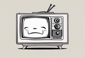 retro television set character with a sad crying face tattoo idea