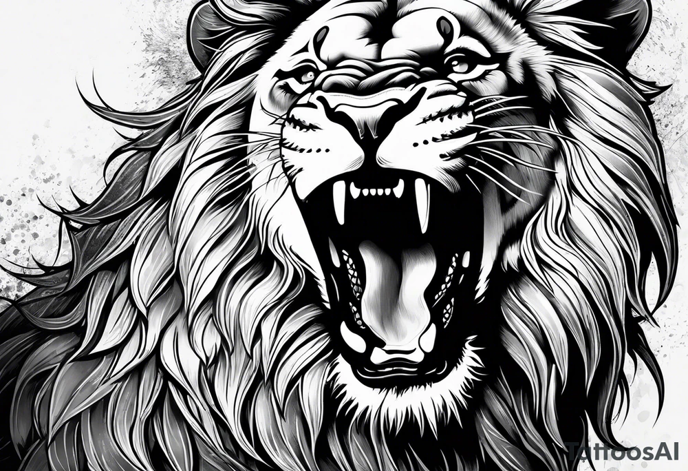 scary lion tattoo idea