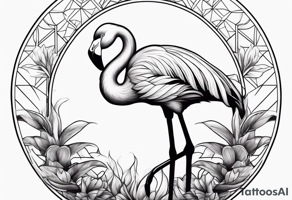 cute flamingo tattoo idea