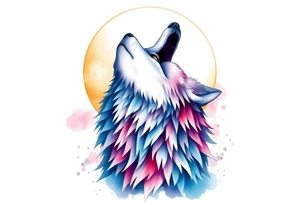 Wolf howling to the moon tattoo idea