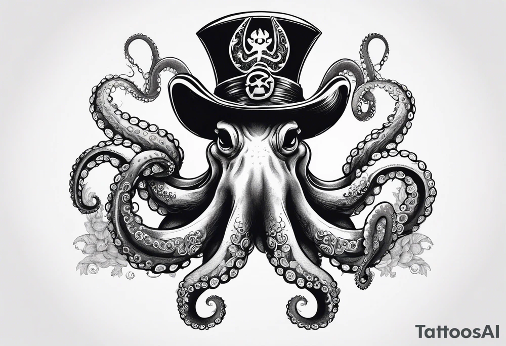 octopus wearing a pirate hat tattoo idea