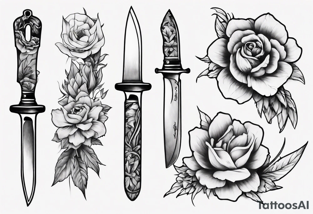 A knife stuck in a flower tattoo idea
