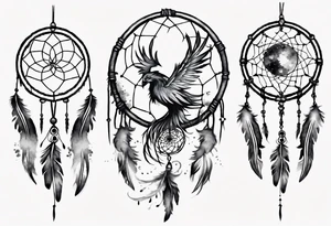 Phoenix flying dream catcher tattoo idea