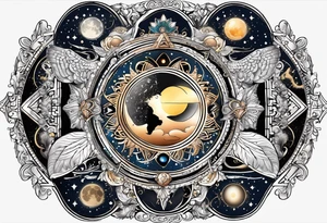 Astrology, Cancer & Aquarius, Natal Chart, angelic, vision, yin yang, the moon, the sun, Uranus, Pluto, spiritual third eye, mystical armband tattoo idea