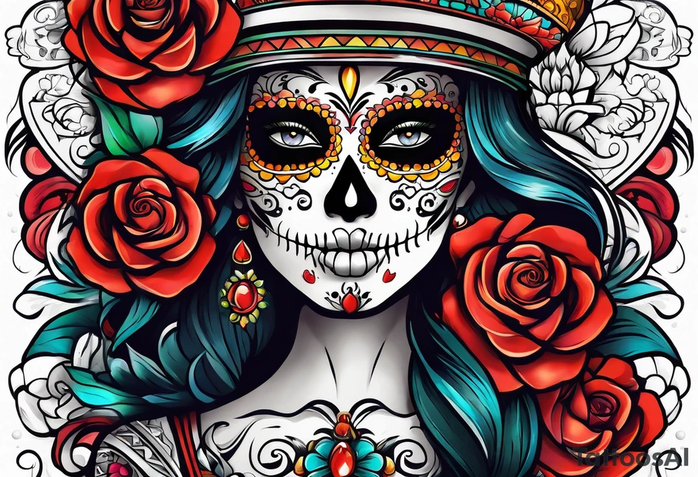 Mexico day of dead tattoo idea