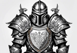knight with heavy armor with letters RJL tattoo idea