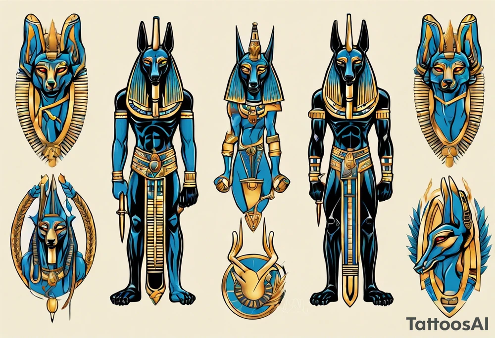 anubis and horus full arms tattoo idea