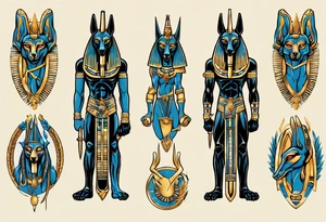anubis and horus full arms tattoo idea
