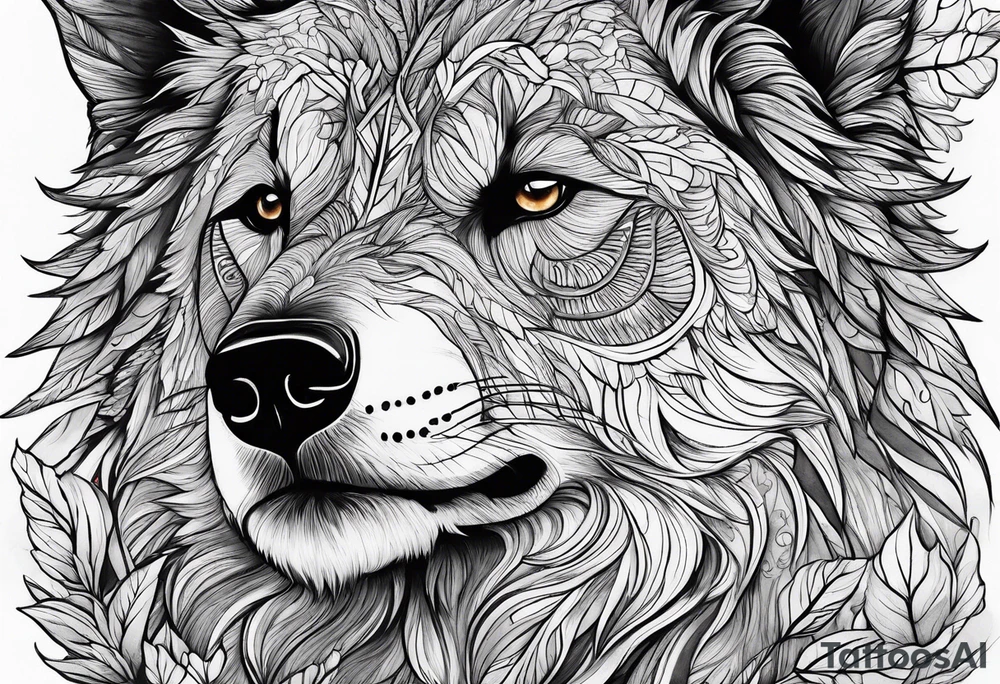 bark with foliage tattoo idea
