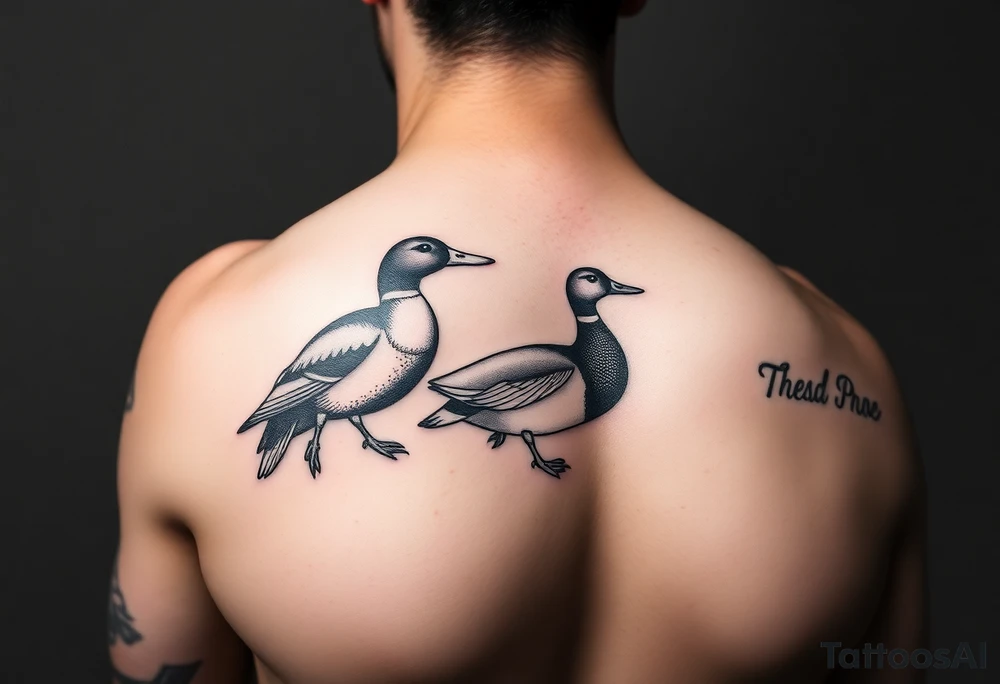 duck hunting tattoo fir outside of forearm with a wood duck and mallard tattoo idea