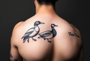duck hunting tattoo fir outside of forearm with a wood duck and mallard tattoo idea