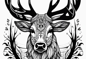 A crow on a elk skull tattoo idea