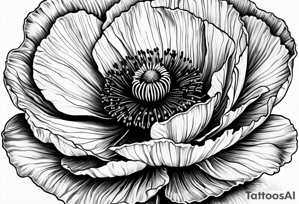 Poppy flower tattoo with the date 12/21/2006 tattoo idea