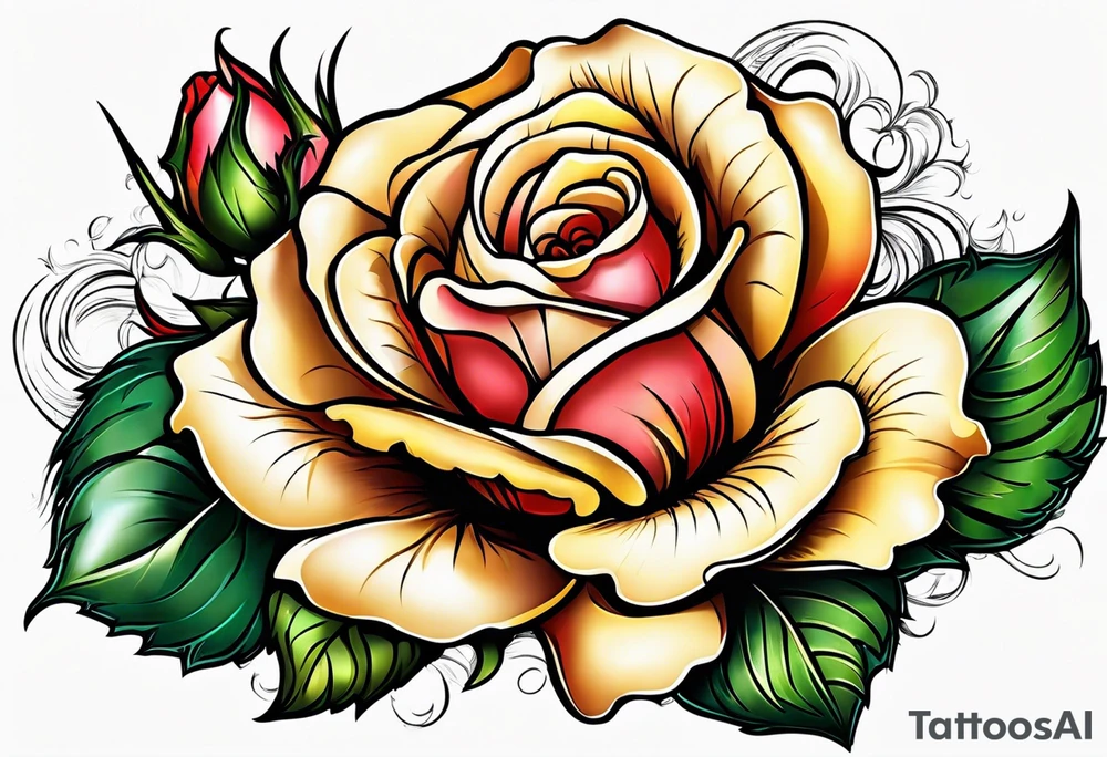 Western rose tattoo idea