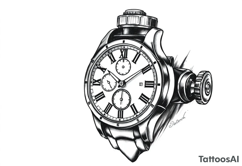 Imaginez le Colisé  en arrière-plan     et une horloge montrant 6h40 tattoo idea