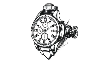 Imaginez le Colisé  en arrière-plan     et une horloge montrant 6h40 tattoo idea