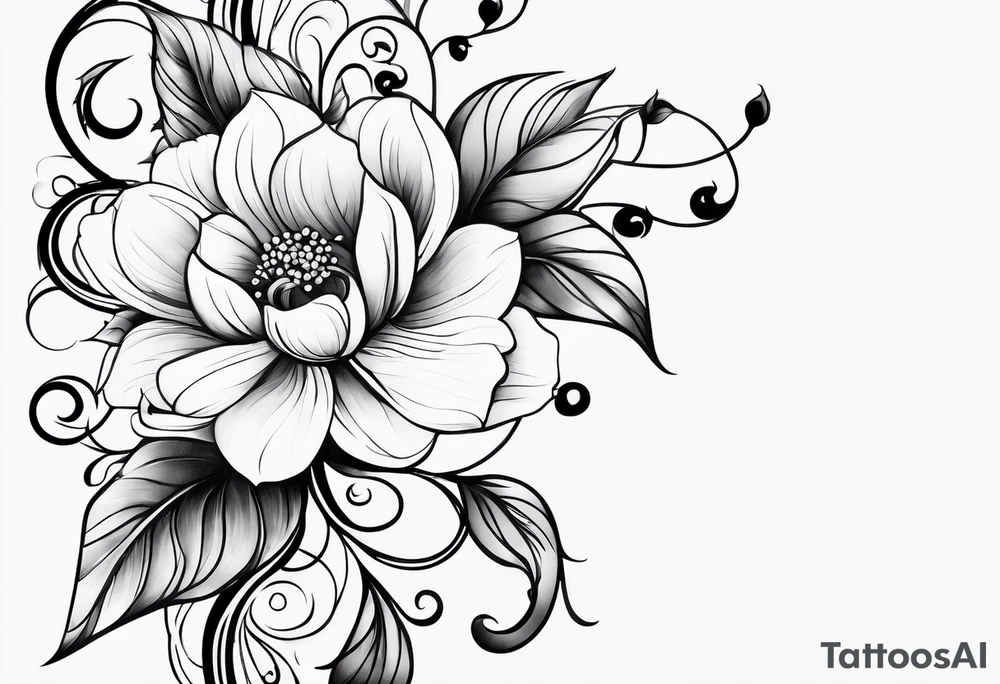 Floral minimalistic vine whip tattoo idea