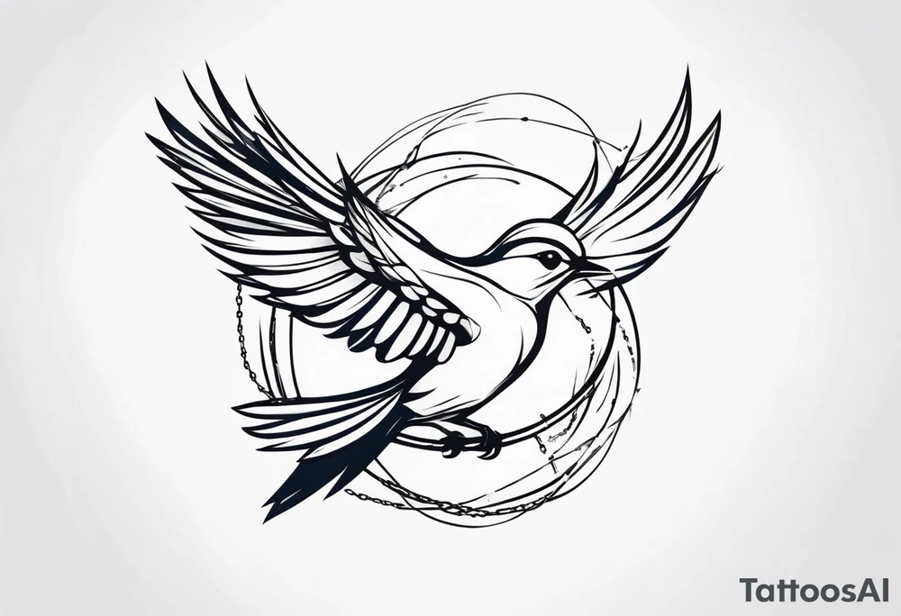 bird breaking free from chain tattoo idea