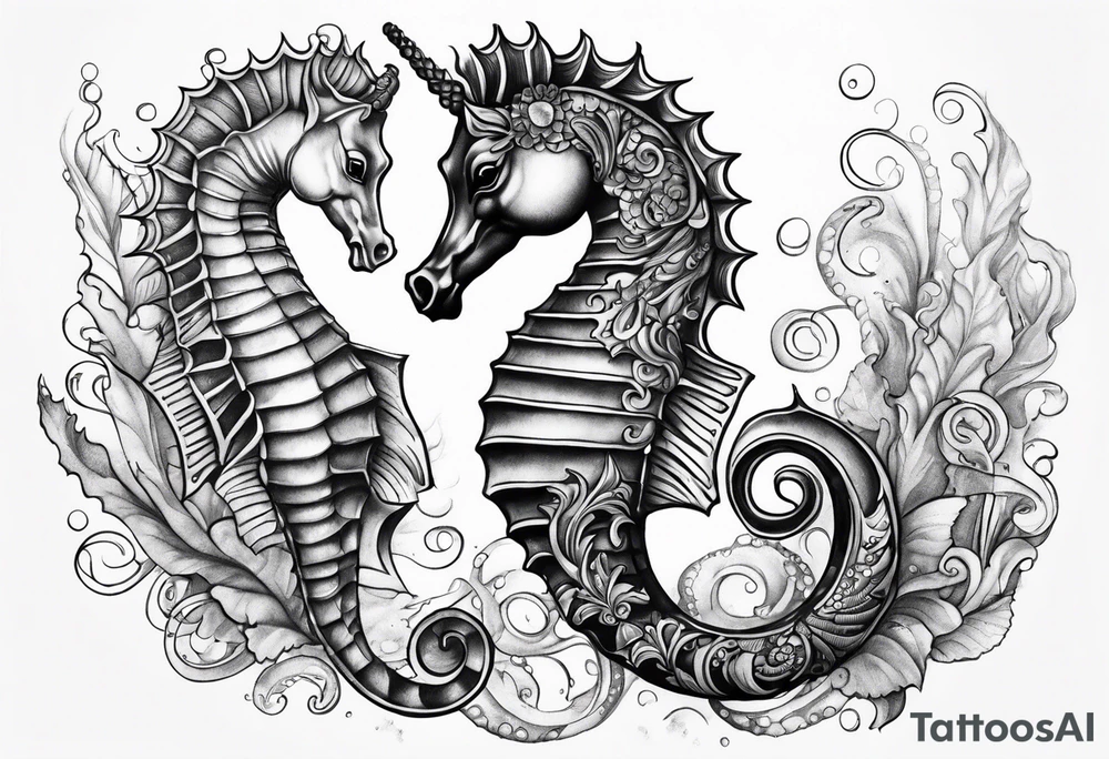 Under ocean seahorse tattoo idea