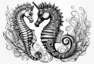 Under ocean seahorse tattoo idea
