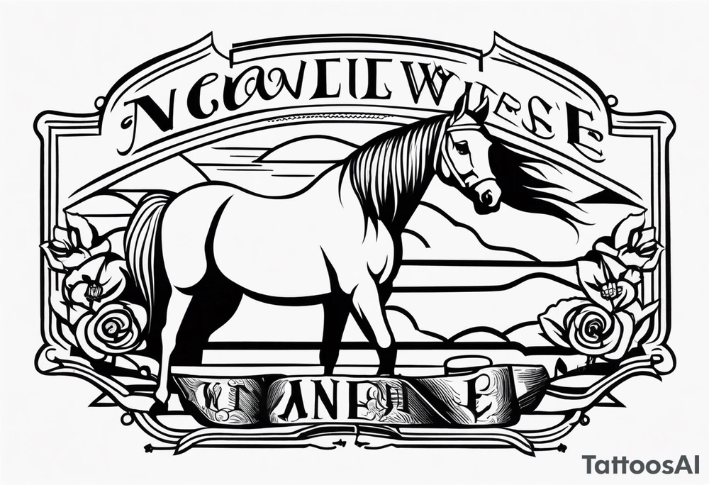 Horse drawn using simple lines tattoo idea