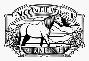 Horse drawn using simple lines tattoo idea
