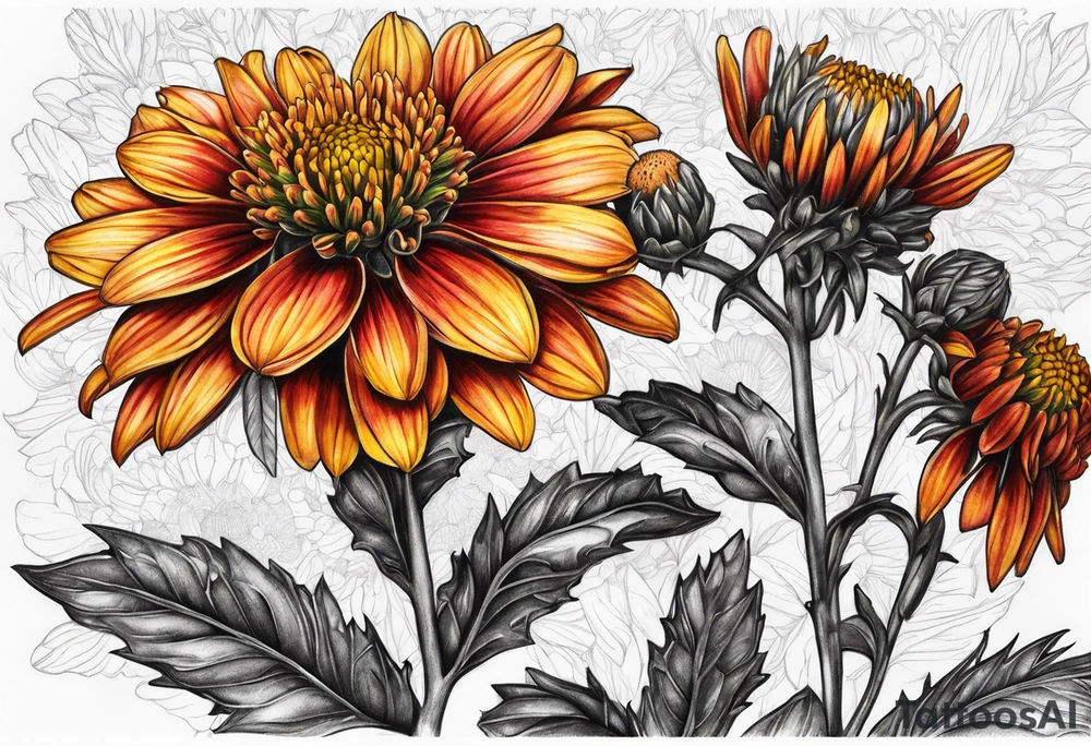 Indian blanket flower tattoo idea