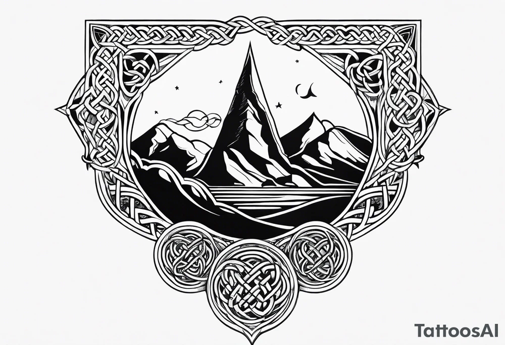 celtic knot and mountains tattoo idea