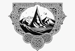 celtic knot and mountains tattoo idea