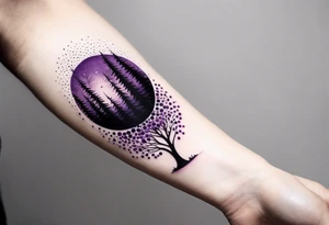 forest, abstract, on hand, no people, purple and black, full, not limited by borders tattoo idea