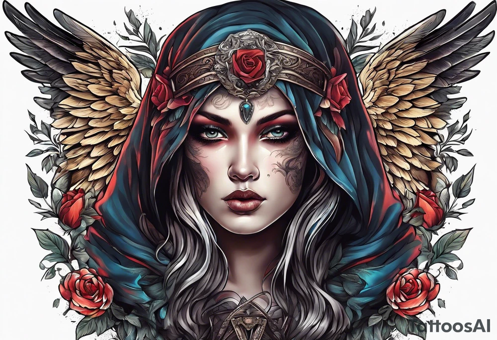 portrait of the biblical angel of death tattoo idea
