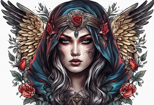 portrait of the biblical angel of death tattoo idea