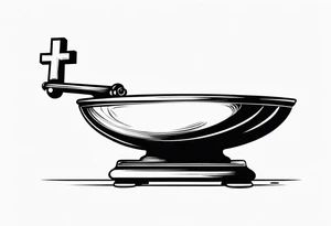 Picture of weight scale with a cross in the bowl on one side weighed down tattoo idea