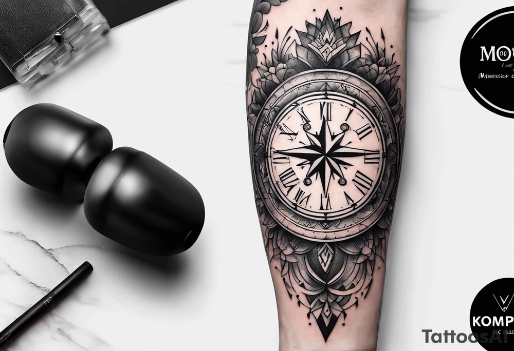 kompass mit L un C tattoo idea