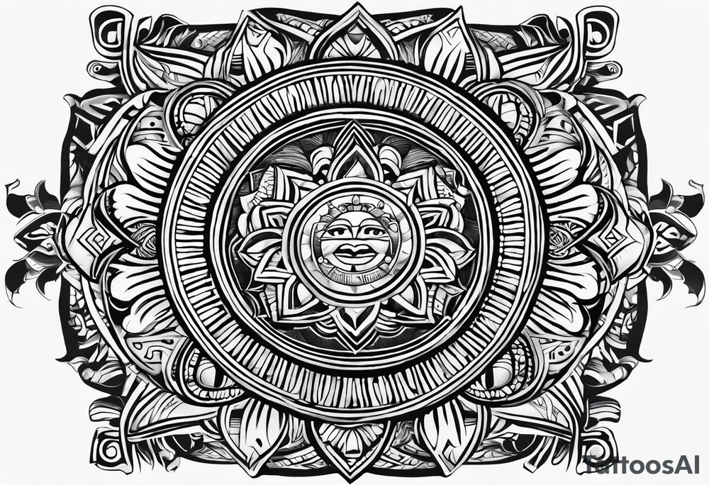 Filipino sun, Filipino Polynesian style, surname Reyes Espina, not vulgar, family  that looks good on a wrist or bicep, not traditional American tribal, family, love, simple bold symbol tattoo idea