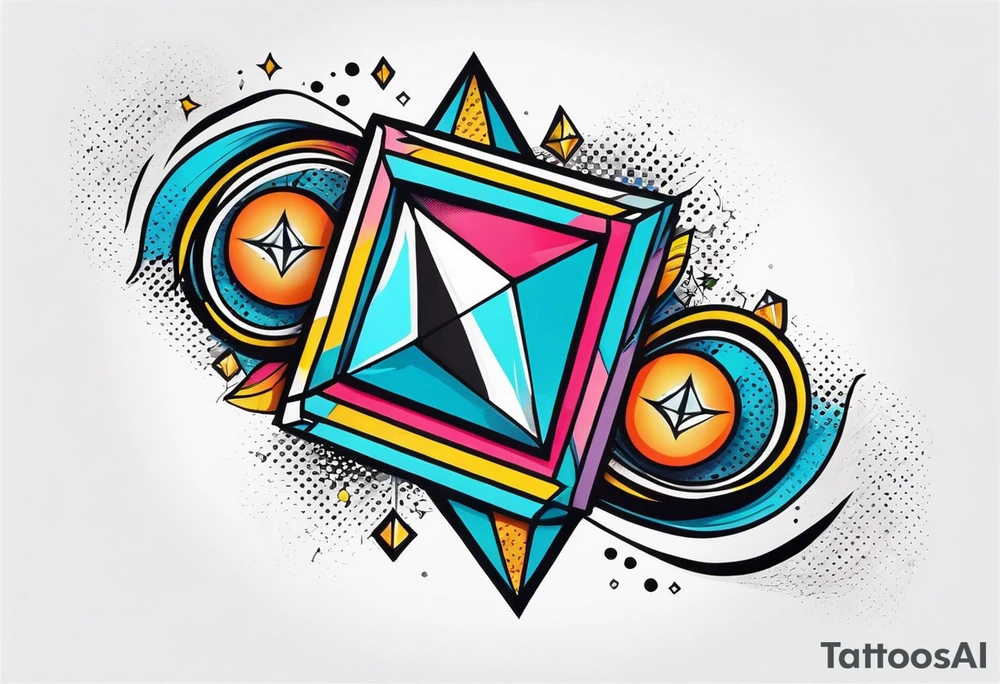 Sleeve on the forearm with a diamond in the middle tattoo idea