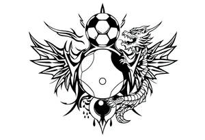 soccer, music, dragon and Yin Yang tattoo idea