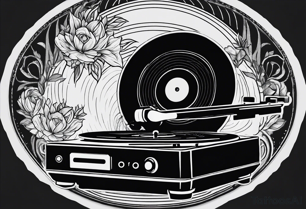 A recordplayer fineline minimalistic outline only tattoo idea A recordplayer fineline minimalistic outline only tattoo idea